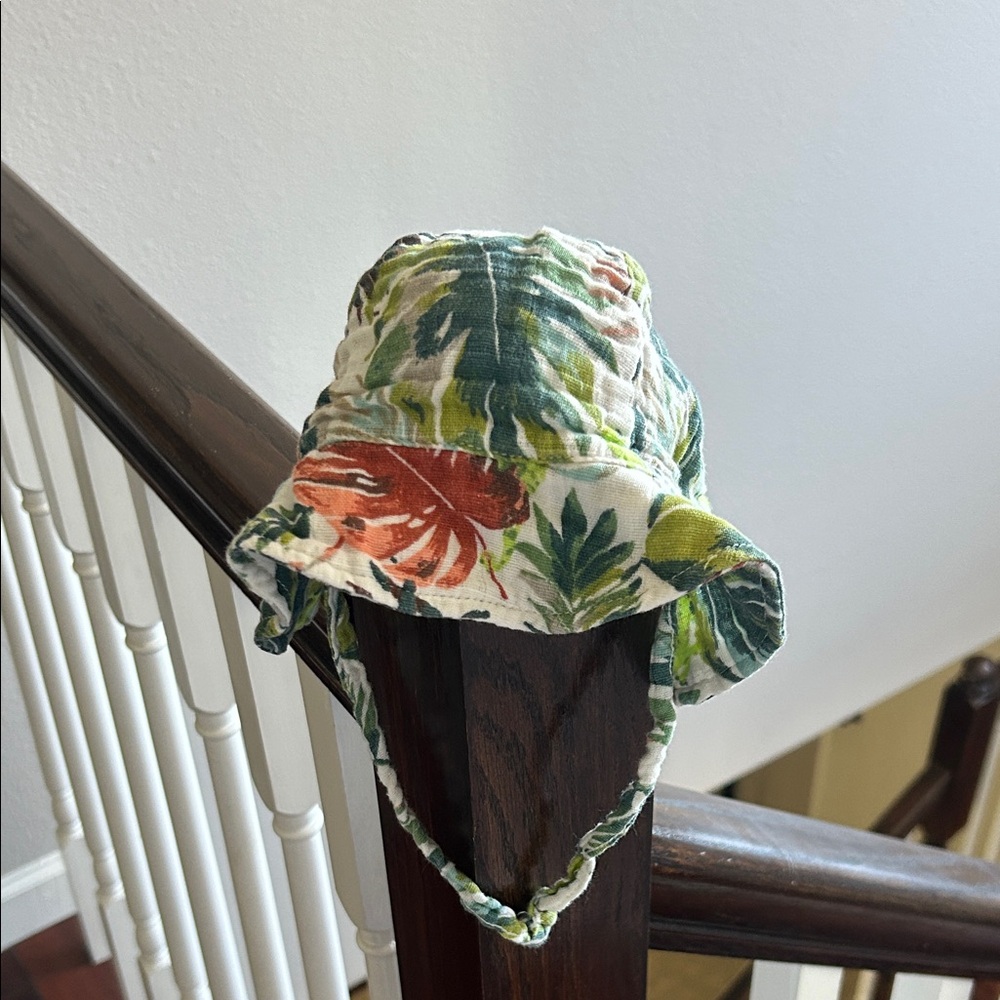 Angel Dear Tropical Print Kids Hat - Green and Orange